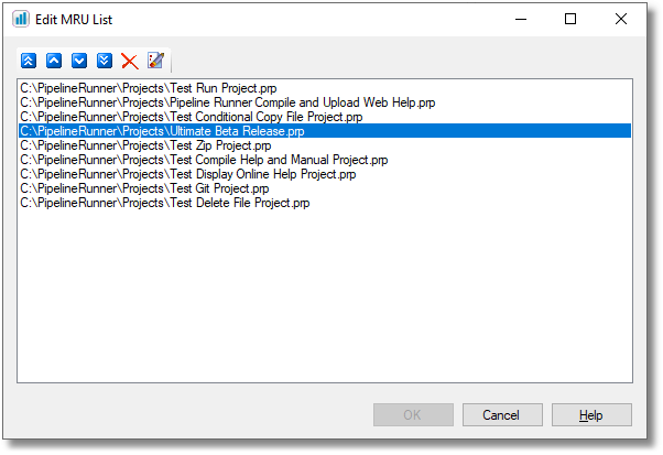 Edit MRU List Dialog
