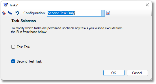 Task Selection Dialog showing second task configuration