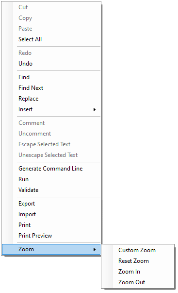 Context Menu showing View sub-menu